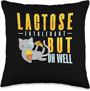 Lactose Intolerant But Oh Well Intolerance Gift Oh Well | Cat Lactose Intolerance Throw Pillow, 16x16, Multicolor