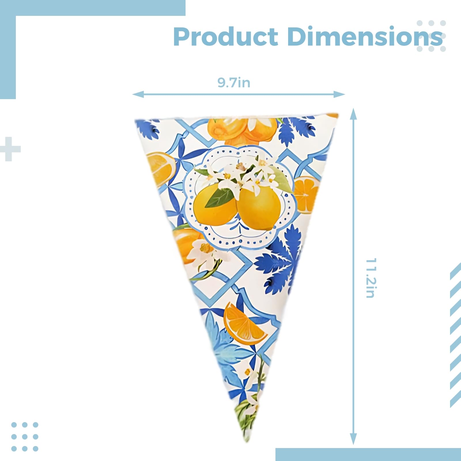 Lot de 6 guirlandes fanions Citron, fanions méditerranéens Bleu, Blanc, Jaune, décoration de fête Italienne d’été, 12 fanions par Ficelle, déco Charmante côte amalfitaine