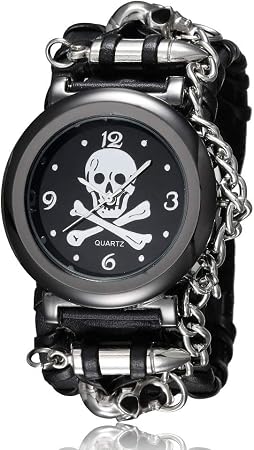 FENKOO Orologio unisex con motivo a teschio, colore nero : Amazon.it:  Orologi