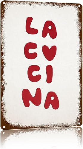 Letrero de metal vintage La Cocina, póster artístico con texto para decoración de pared del hogar, adecuado para paredes, puertas y vallas, placa