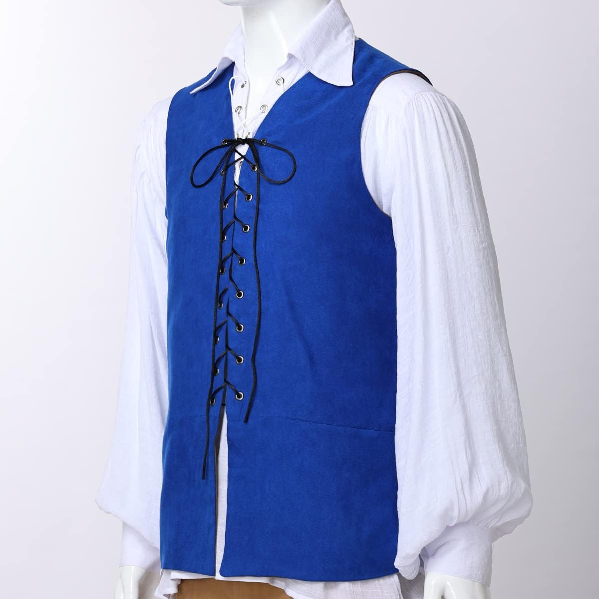 BPURB Mens Renaissance Steampunk Lace-up Vest Gothic Waistcoat Reversible Vest for Men - Image 2