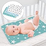 3 Pack Diaper Changing Pad, Maveek Portable Toddler Diaper Changing Pad Waterproof Baby Change Mats Premium Change Pad Liner Bed Pad Play Mat(Green&White&Blue)