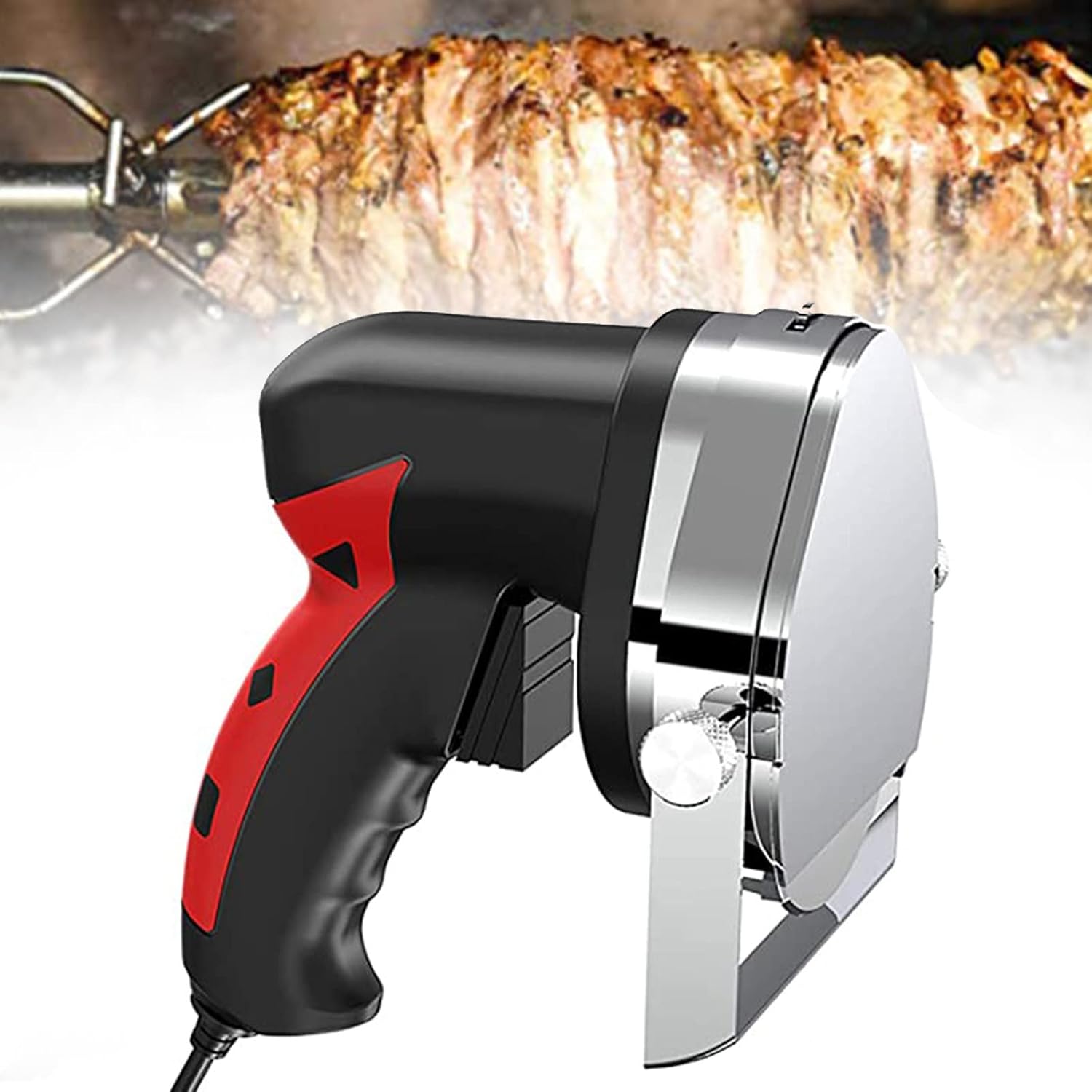 Electric Barbecue,Professional Electric Kebab Knife,Hand-held Barbecue Slicer with 2 Blades Cutting Turkish Kebab Slicer for Cutting Shawarma Doner Kebab,B