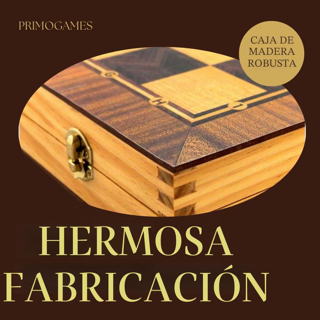 PrimoLiving Juego de Backgammon de Madera Deluxe - 50 x 47 cm - Incluye Tablero de ajedrez