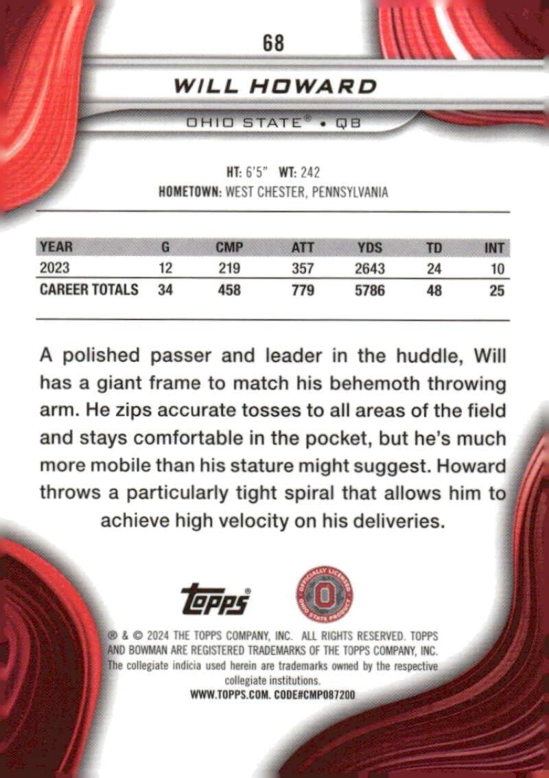 2024 Bowman's Best University #68 Will Howard Ohio State Football Card - Sportscard Superstore