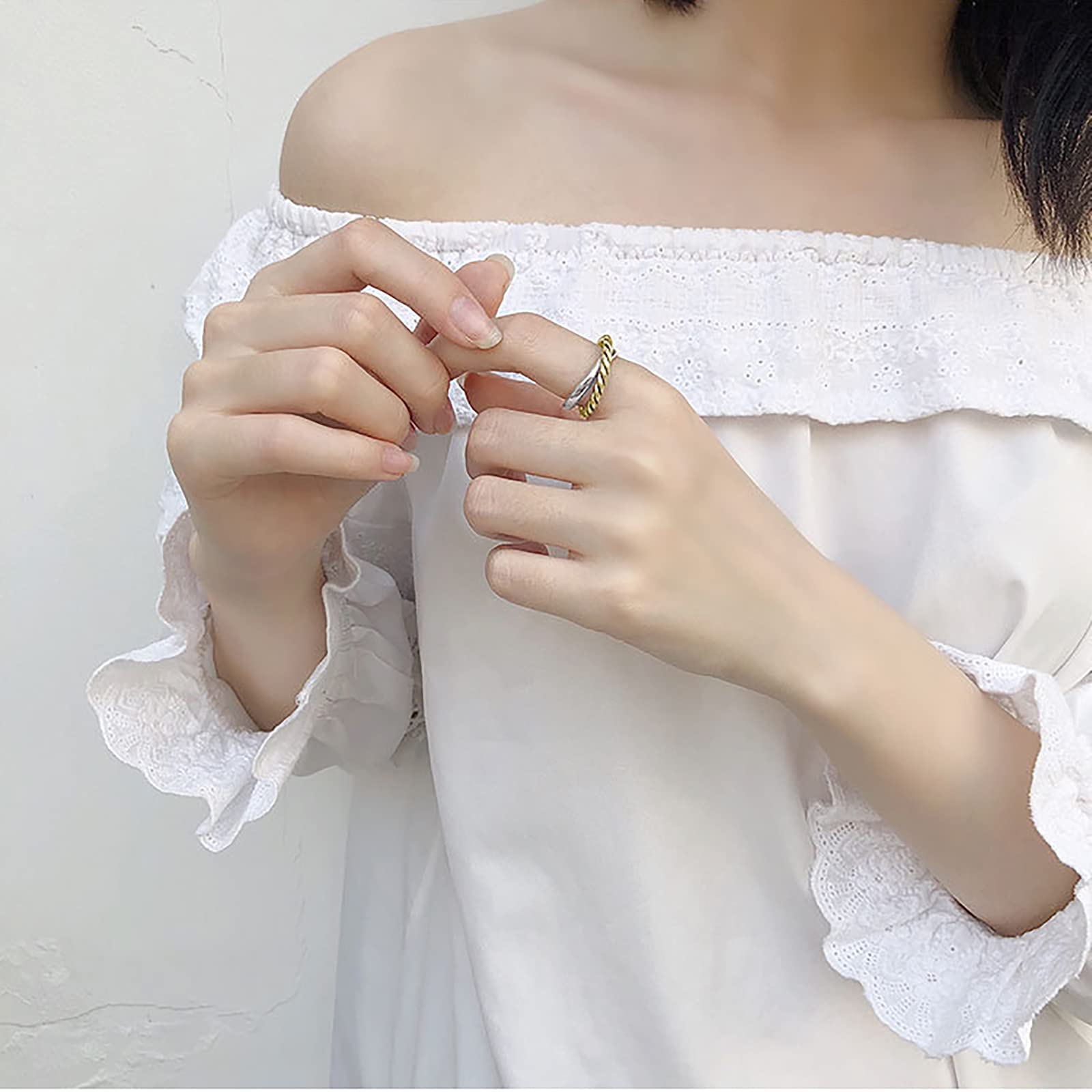S925 Sterling Twist Ring Retro Gothic Farbtrennung Offene verstellbare Daumenringe Schmuck Geschenke für Frauen Weihnachten Halloween,