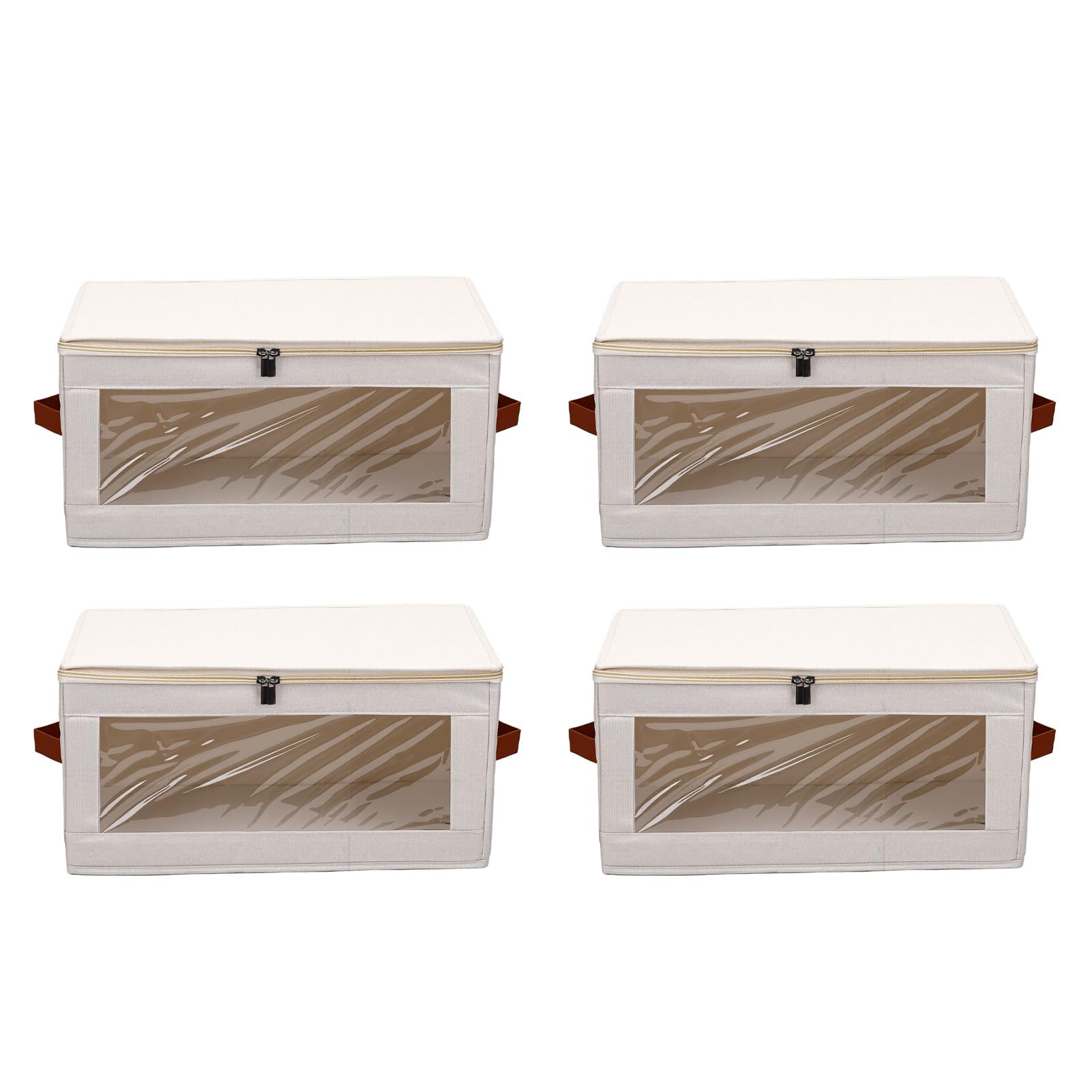 Filament-Aufbewahrungsbox, 4er-Pack, Faltbar, Wasserdicht, Transparent, 3D-Drucker-Filament-Trockenbox, Fasst Bis zu 24 Rollen, Druckzubehör-Halterregal für Zuhause, Büro (Beige)