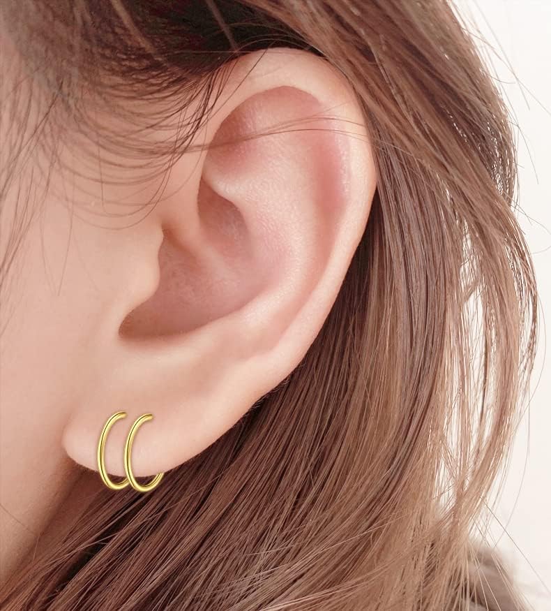 VFUN Helix Earrings for Stud Ear Piercing Stainless Steel Women Tragus Earrings Nose Hoop Ring Conch Piercing Jewellery Helix Stud Earring Rose Gold - Image 3