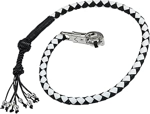 Milwaukee Leather 36'' Genuine Leather Whip - White And Blue Get Back Whip For Handlebar - Biker