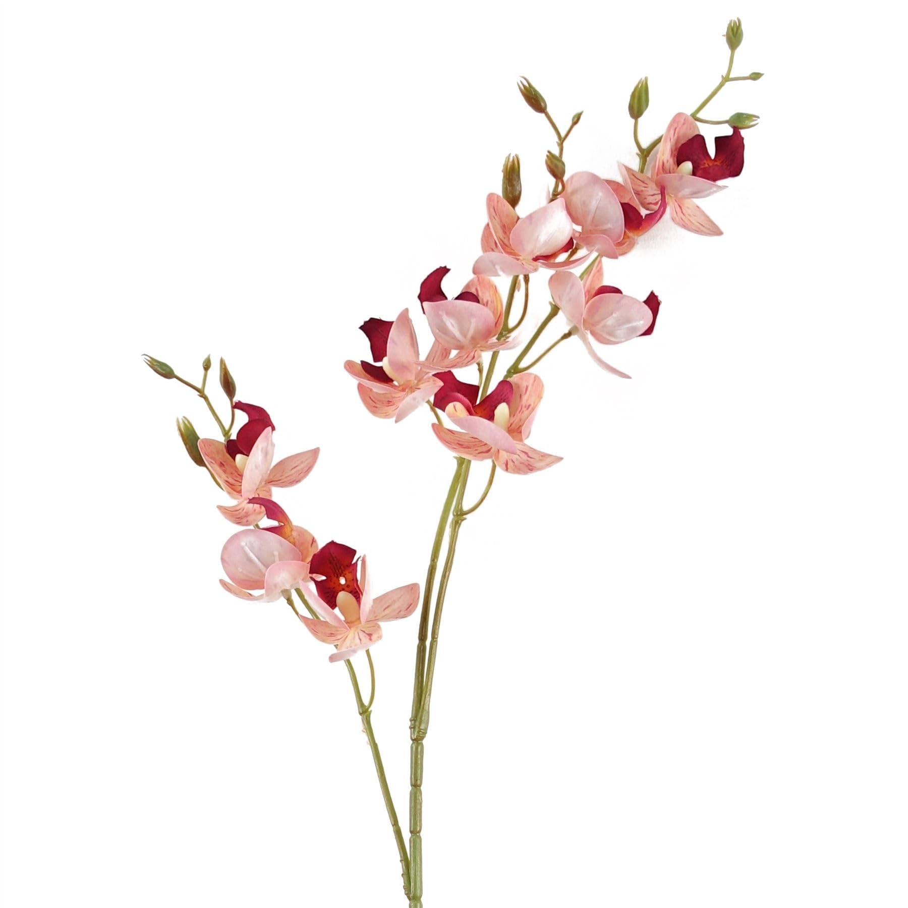 Leaf 80Cm Pink Artificial Mini Orchid Stem from B&Q
