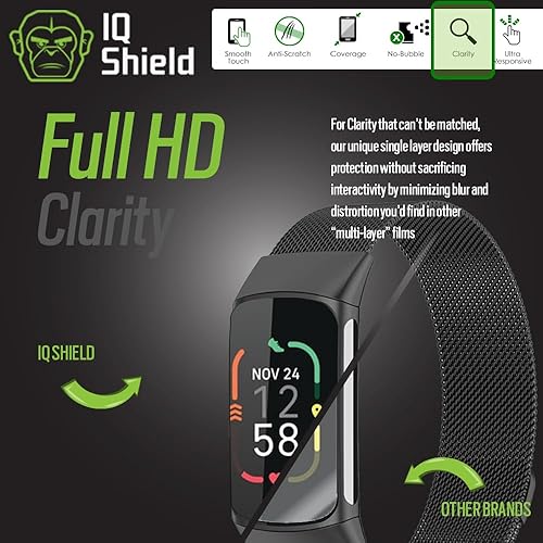 Miniatura 6 de IQShield Protector de pantalla compatible con Fitbit Charge 6  Charge 5 (paquete de 6) película de TPU transparente antiburbujas