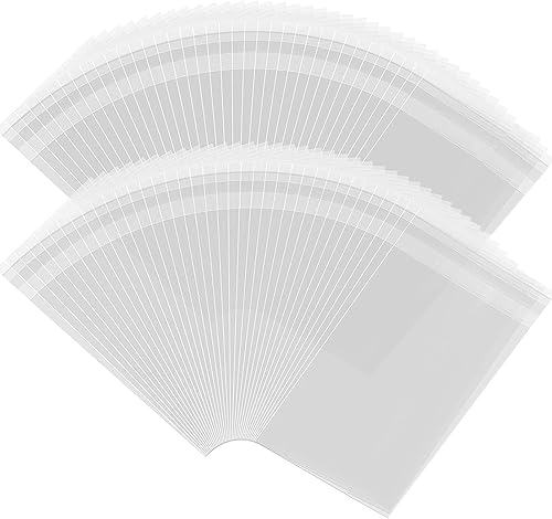 Somioco 200 bolsas de celofán resellables de celofán de 5 x 13 pulgadas de largo, autoadhesivas, bolsas transparentes de celofán, bolsas de