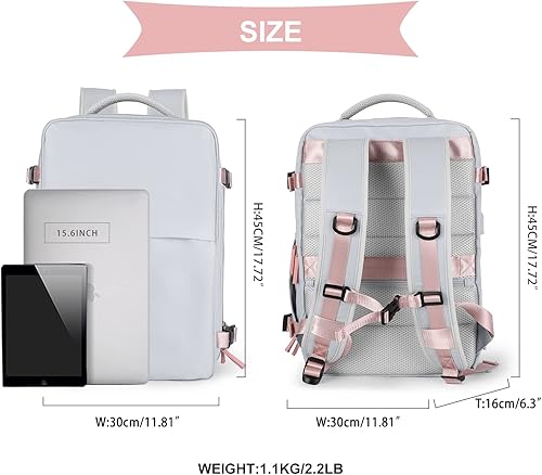 Miniatura 2 de coowoz Mochila de mano para mujeres y hombres, mochila de viaje aprobada por aerolíneas, mochila deportiva para laptop, b-Gris, Moderno