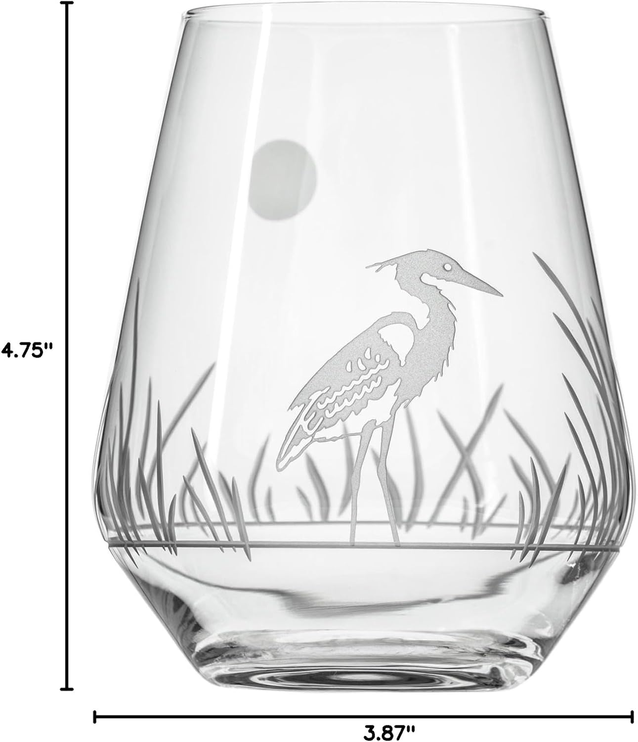 Rolf Glass Heron Stemless Wine Tumbler 18 ounce - Stemless Wine Glasses – Lead-Free Glass - Engraved Tumbler Glasses - Made in the USA (Set of 2) - Image 9