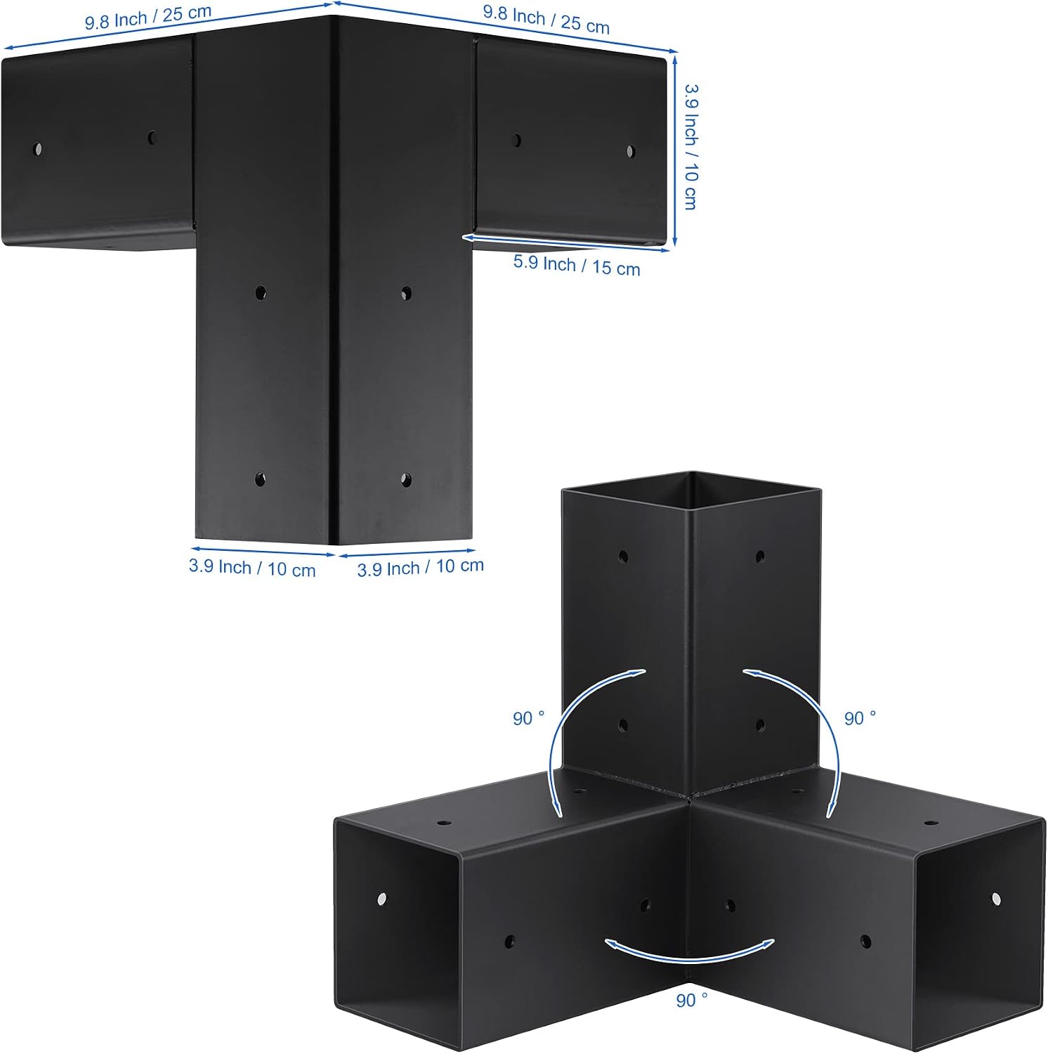 Pergola Brackets 4x4Inch,4Pack 3-Way Woodworks Corner Pergola kit with Screws for 4x4 Wooden Beams, DIY Elevated Wood Stand Kit for Pergolas, Gazebos, Sheds