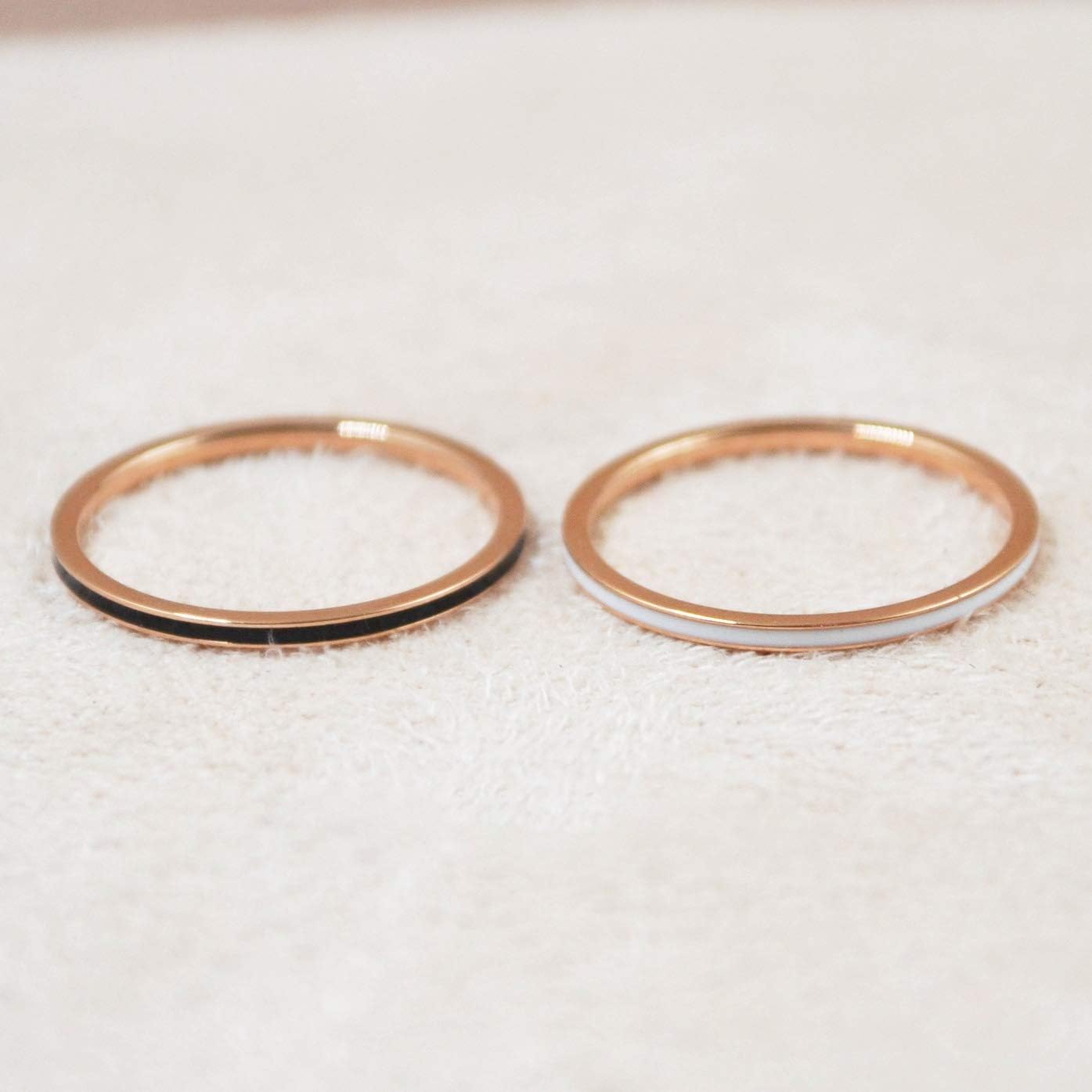 Women's Stainless Steel 1MM Thin Midi Stacking Ring Enamel Plain Rose Gold Wedding Band Size 3 to 10 - Image 4