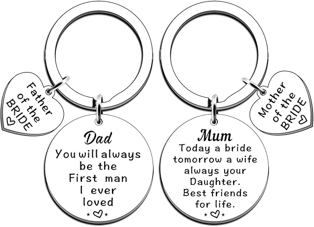 TTOVEN Wedding Gifts for Mother of The Bride Father of The Bride Wedding Gifts Keyring Set Father of The Bride Gifts Mother of The Bride Gifts for Wedding Day