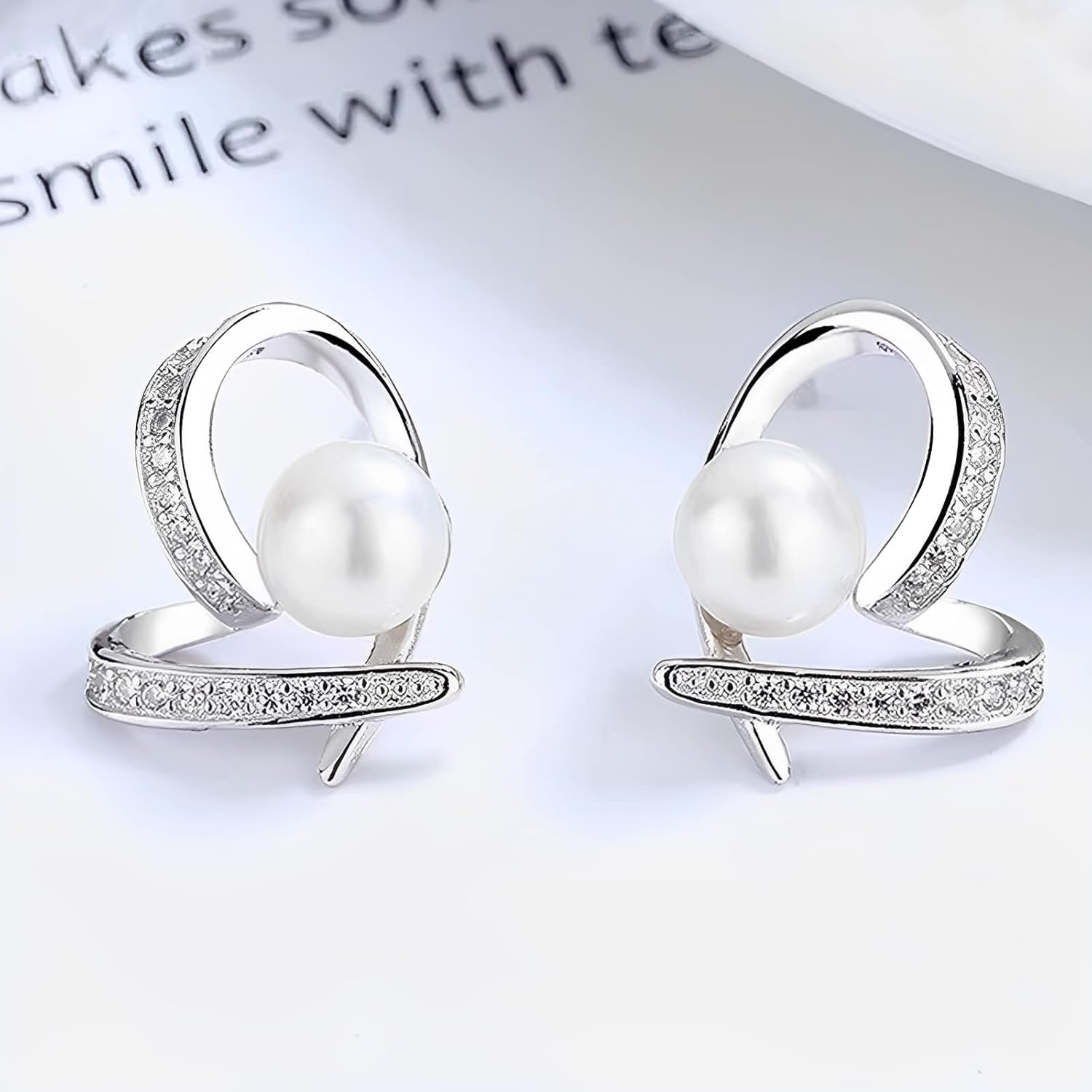 Pearl Heart Earrings 925 Sterling Sliver 18K Gold Plated Cubic Zirconia Trendy Cute Stud Earrings for Women