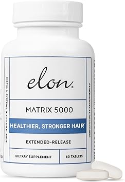 Elon Matrix 5000 - Biotin 5000mcg Vitamins for Hair Growth w/Extended Release - Promotes Healthy & Strong Hair & Nails - 60 Day Supply