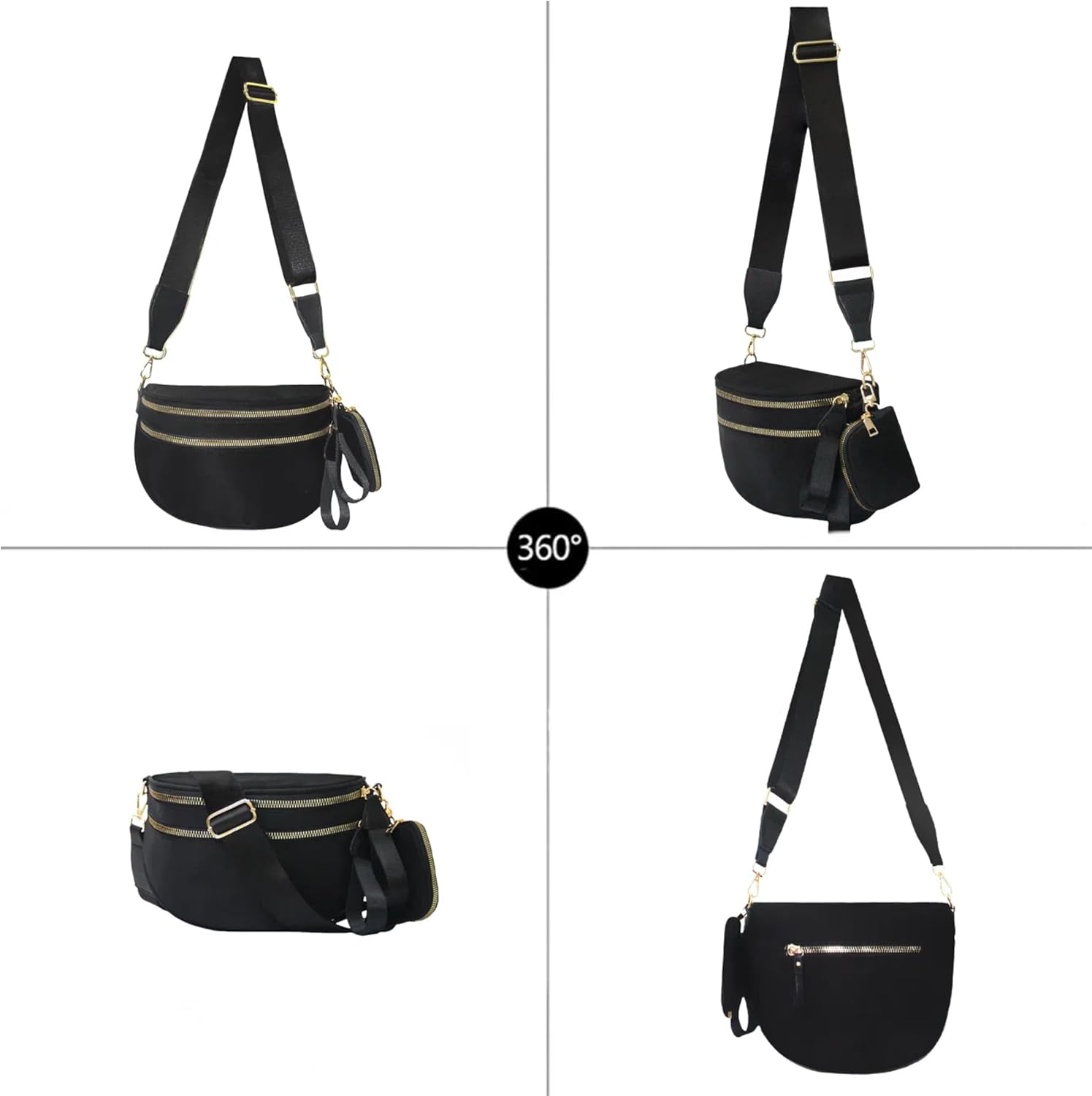 Checkered Crossbody Bum Bag for Women, Spacious Nylon Checkerboard Purse with Removable Wallet, Adjustable Strap, Large Capacity Fanny Waist Packs - Image 6