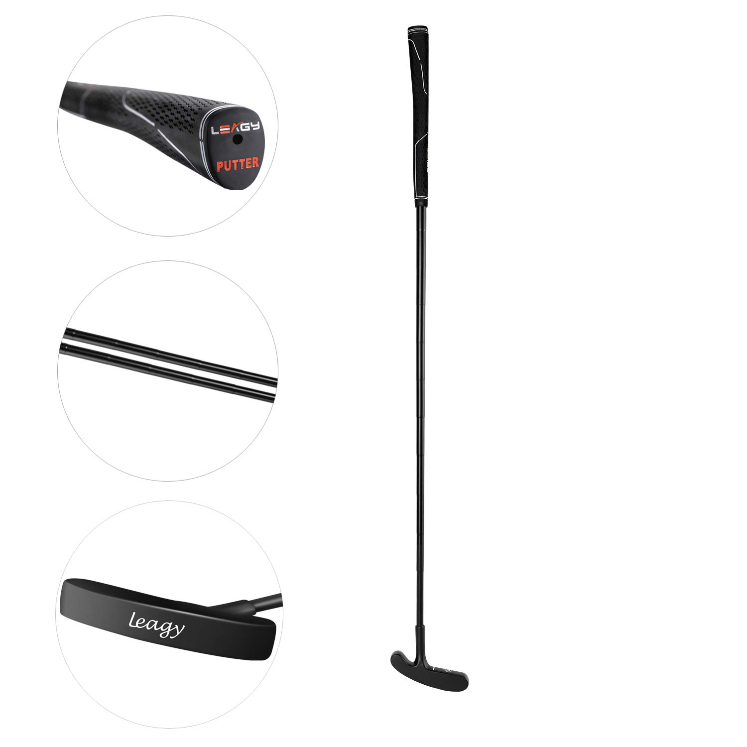 LEAGY Timeless Classic Golf Putter 35" Length - Putt Putt Style Two-Way Head and Premium Rubber Grip for Male & Female Right or Left Handed Golfers