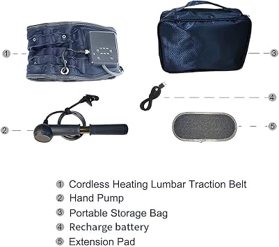 Cordless Heating Decompression Back Belt, Lumbar Support Belt, Inflatable Lumbar Traction Device with Heating Pad, for Lower Back Pain Relief (One Size Fits 29-49 Waist)