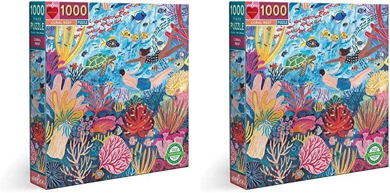 eeBoo Piece and Love Coral Reef - Rompecabezas cuadrado para adultos de 1000 piezas, rompecabezas para adultos y familias, piezas brillantes,