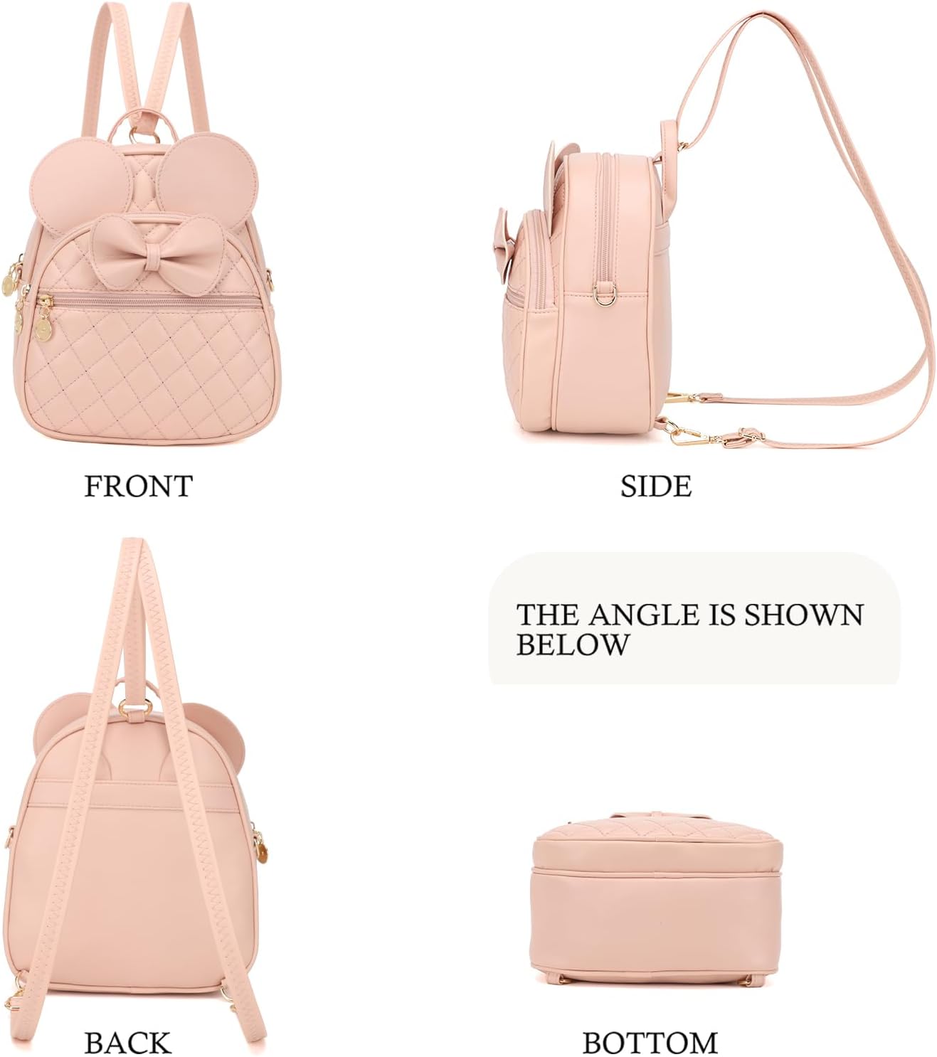 KL928 Girls Mini Backpack Bowknot Polka Dot Cute Small Daypacks Convertible Shoulder Bag Purse for Women - Image 3