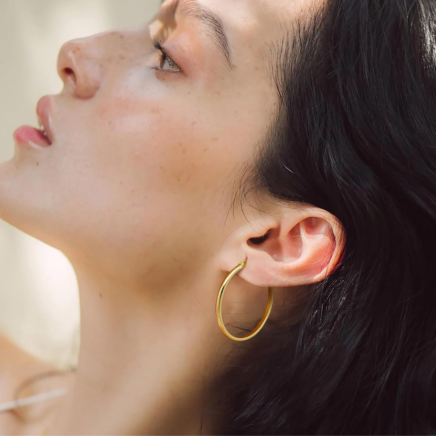 Gold Hoop Earrings for Women 14K Gold Hoop Earrings for Women Earring for Womens Hoops Understated Elegance with Smooth Lines Hoops Earring for Womens 20/25/30/40mm - Image 5