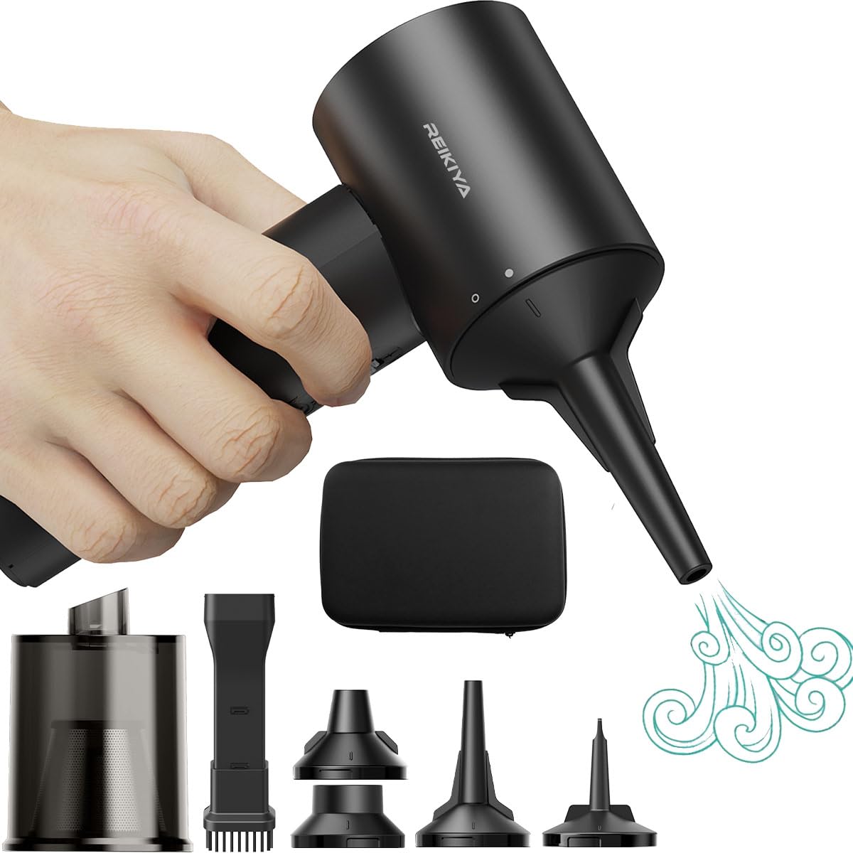 REIKIYA Compressed Air Duster,Speed of 118000RPM Electric Air Duster Air Blower Vacuum Cleaner, Mini Hand Held for Keyboard Car Home