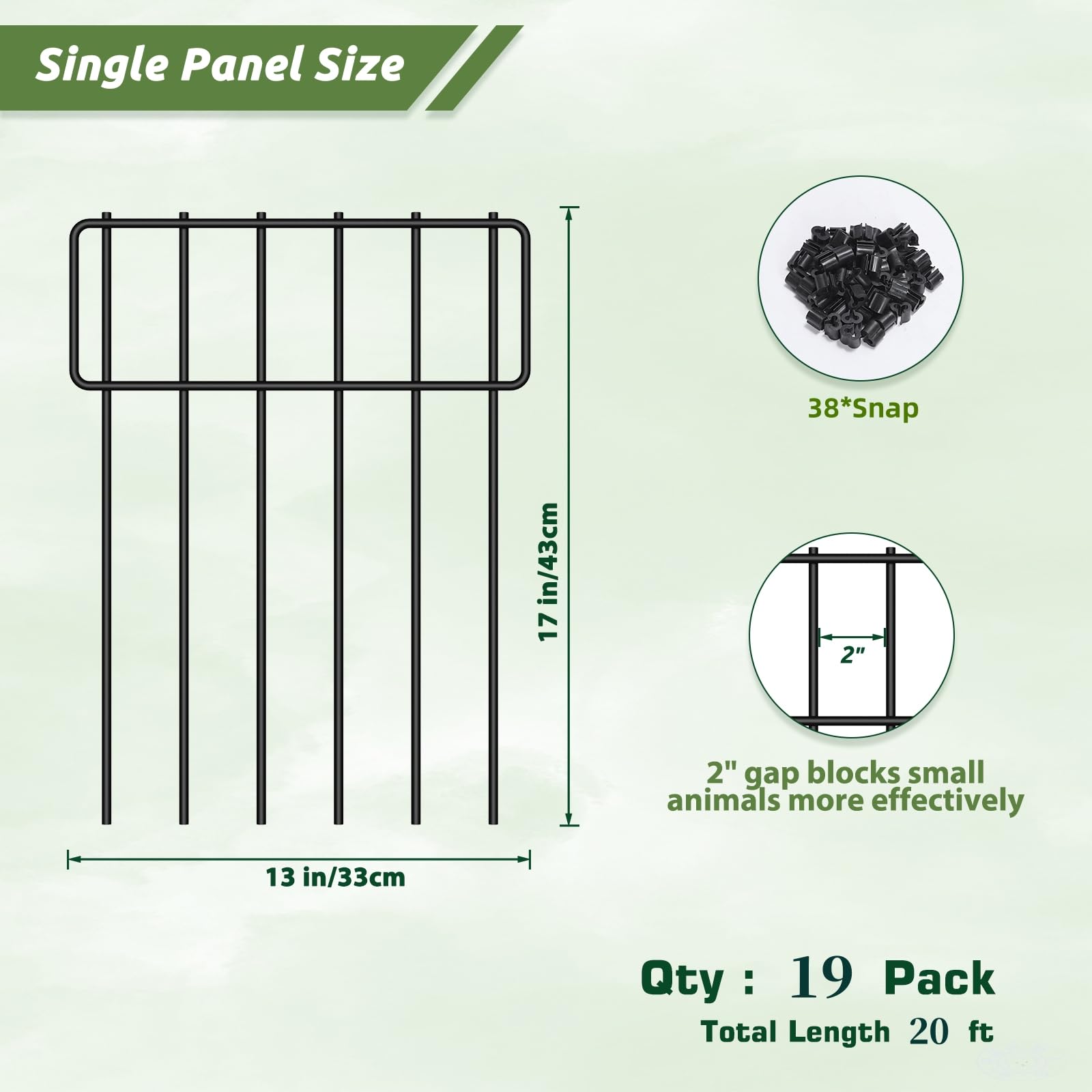 LIANTRAL Vallas de jardín, barreras animales, Valla metálica, 19 piezas | Valla decorativa al aire libre, vallas animales para perros y conejos, valla sin excavación, Antióxido, total 43 cm x 6,27 m