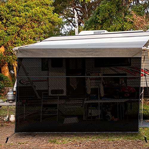 Welluck PL0060 Rv Awning Sun Shade Screen With Zipper, 9'X15' Black Mesh Camper Sunshade Rv Awning Accessories thumb #7