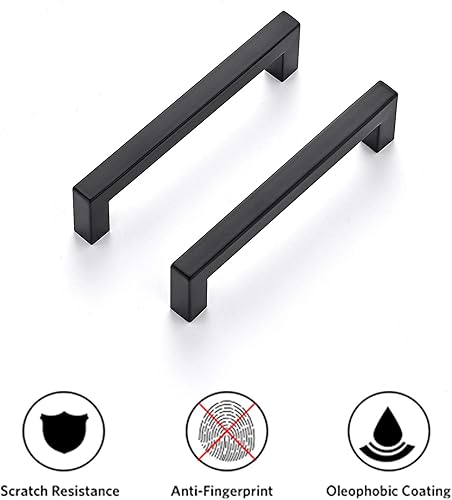 Vista 198 de Ravinte Paquete de 20 manijas cuadradas de gabinete de cocina de 18 pulgadas, color negro mate, tiradores de cajón negros, manijas de gabinete