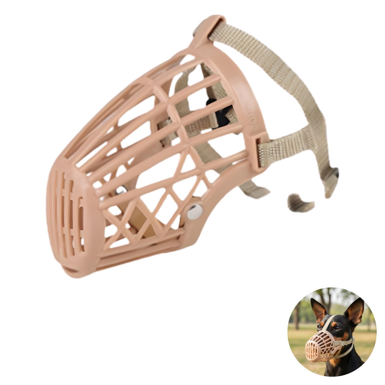 7 STK. Hundemaulkorb-Set, Kunststoff-Korbdesign, luftdurchlässig und leicht, mit Nylon-Gurtband für Training und Spaziergänge, verhindert Beißen, Kauen und Lecken, verstellbar für alle Rassen