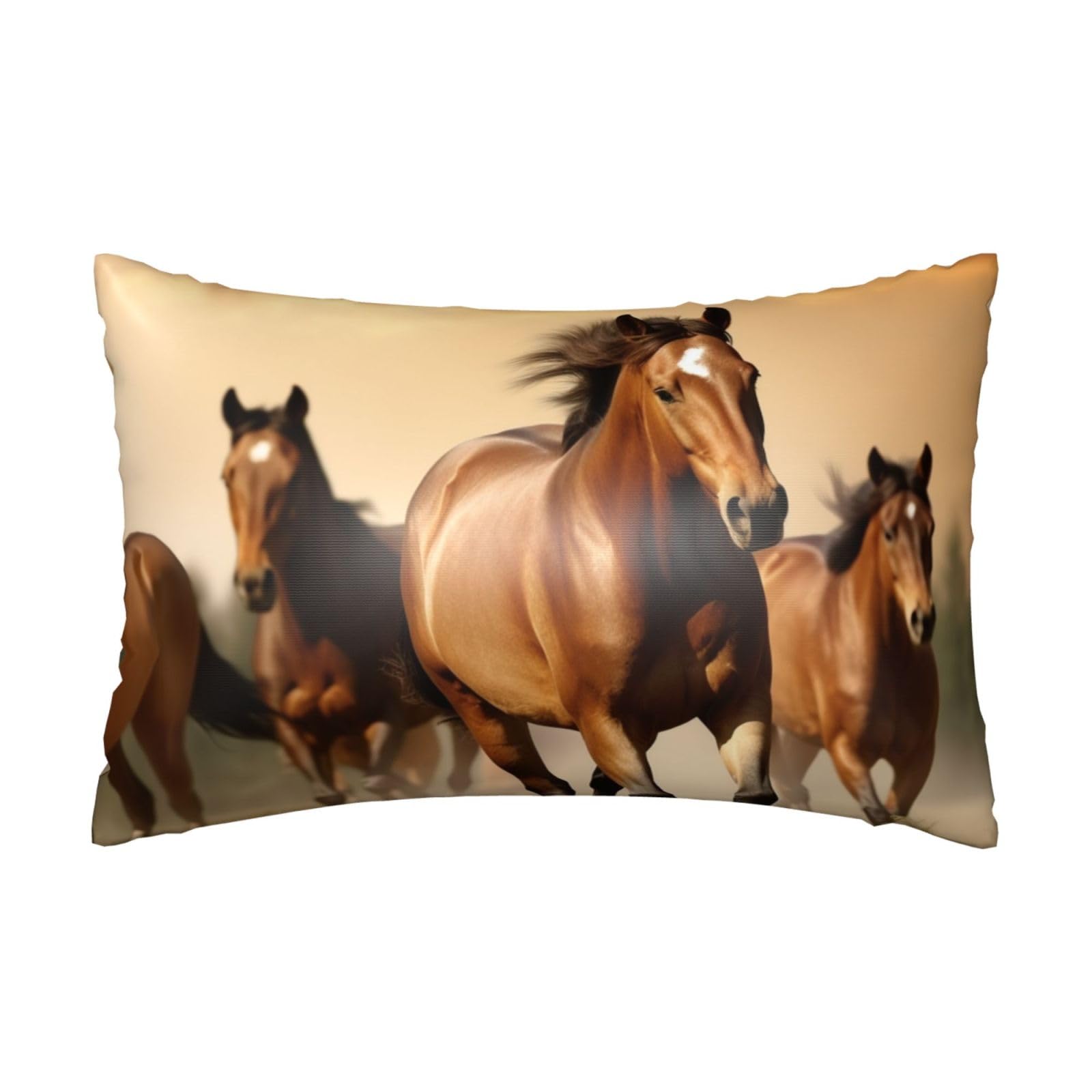 Satin Pillowcase for Hair and Skin, Horses Pillow Case Queen Size 20x30 Inches, Cooling Silky Pillowcases with Zipper Ultra Smooth and Soft Pillow Cover for Sleeping