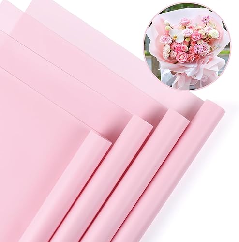 Miniatura 9 de VOWOVOSDAY 20 piezas de papel de regalo de flores blancas, papel de regalo de ramo de flores incluyendo cinta, papel de regalo floral impermeable de