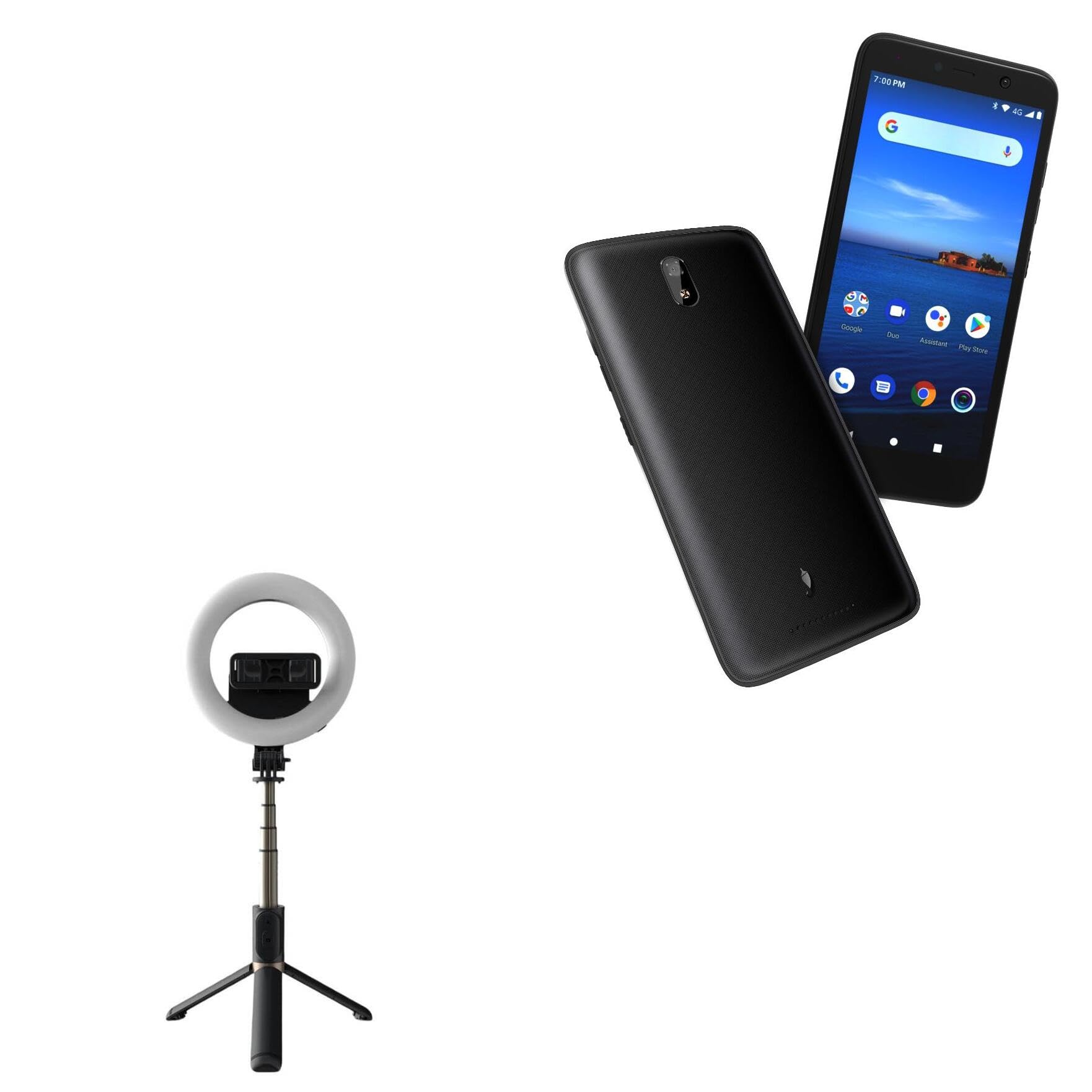 BoxWave Stand and Mount Compatible with Hot Pepper Serano - RingLight SelfiePod, Selfie Stick Extendable Arm with Ring Light - Jet Black