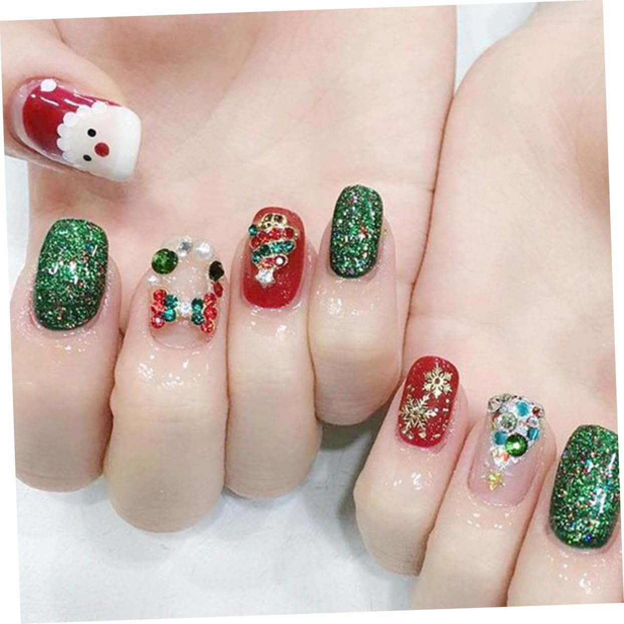 Healvian 4 Set Decorazioni Per Unghie Natalizie Charms Tema Natale in Per Manicure Per Unghie Naturali E Artificiali Facili Usare E Resistente Per E Speciali 24 Pezzi*4