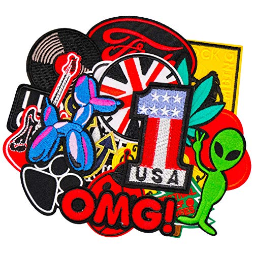 DOXU 22PCS Patches Assorted Freestyle Patches Embroidered Patches Applique Sew On/Iron On Patch Applique Jackets Backpacks Jeans Clothes Hat Applique Decorative Accessory (DX-06-22pcs)
