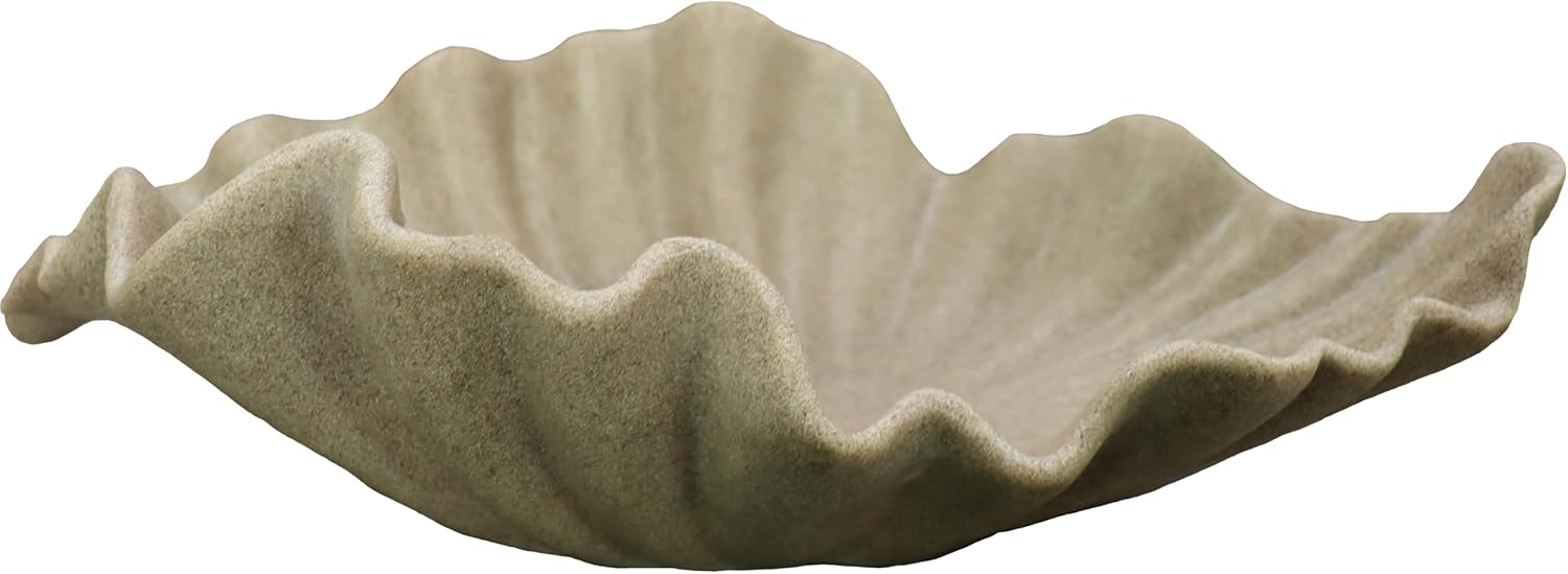 16" Large Decorative Bowl decor, Modern Home Decor,Stylish Key Bowl for Entry Table,Scalloped Decorative Bowls,Ruffle Decor,Decorative Fruit Bowl for Kitchen Counter (Beige, 16.14inch) Beige 16.14inch