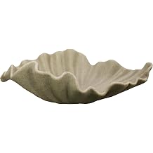 16" Large Decorative Bowl decor, Modern Home Decor,Stylish Key Bowl for Entry Table,Scalloped Decorative Bowls,Ruffle Decor Beige, 16.14inch