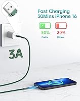 Vista 39 de Cable USBC de 10 pies, paquete de 2 cables largos USBC de carga rápida, cable trenzado de nailon USB C a USB C cargador de iPhone compatible