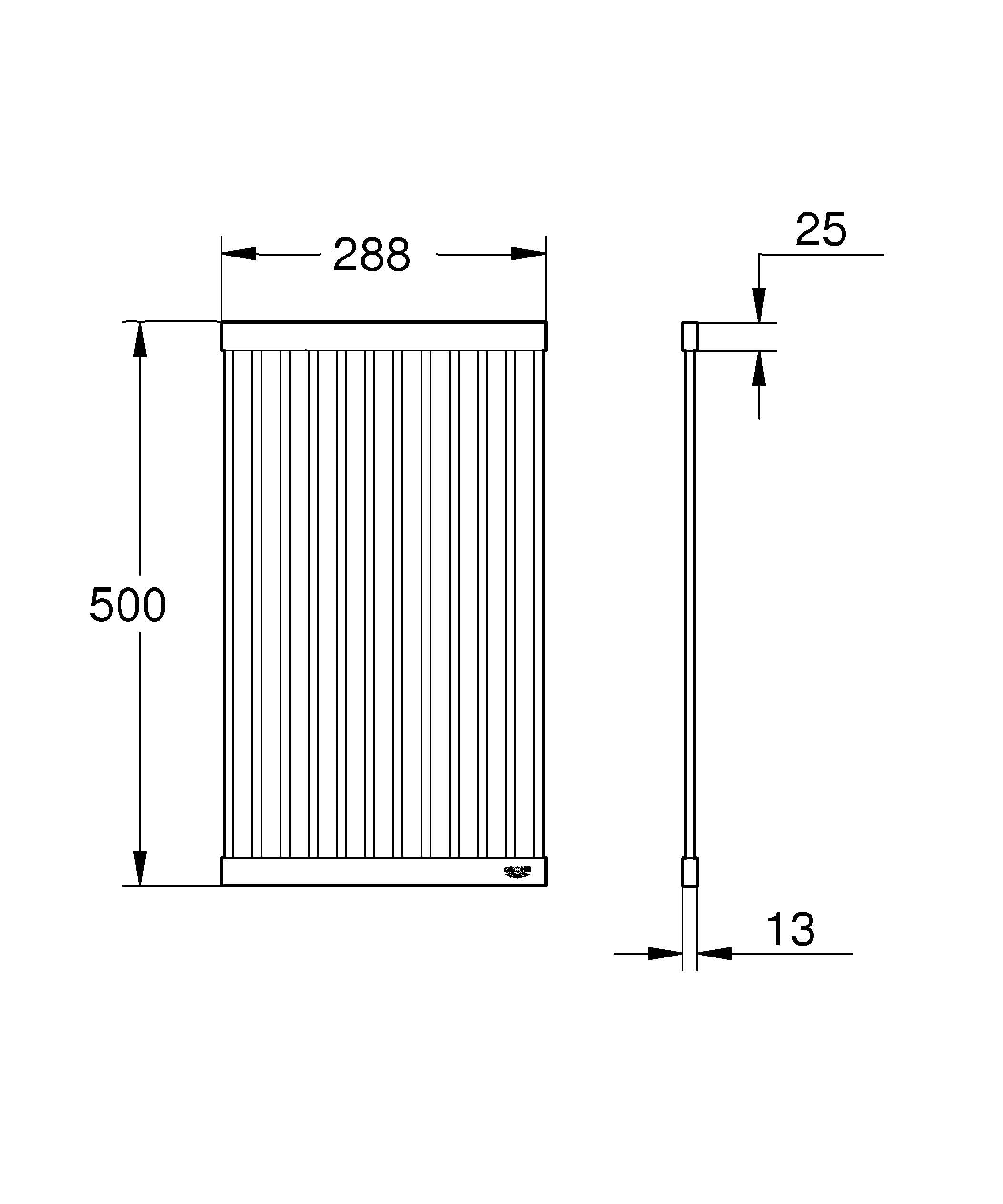 GROHE Égouttoir à vaisselle pliable pour évier de cuisine, 500 x 288 mm, en acier inoxydable, passe au lave-vaisselle, Supersteel, 40858SD0
