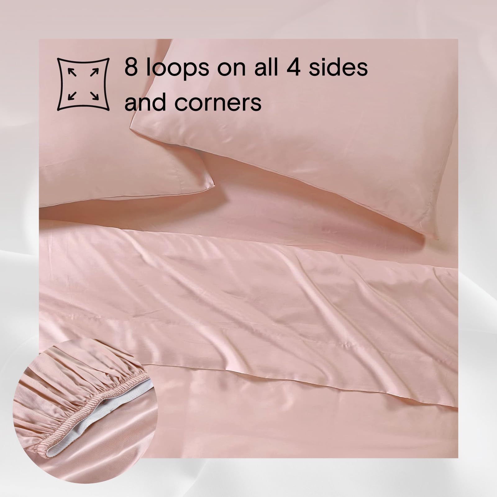 Sijo AiryWeight Tencel Sheet Set 100% Lyocell Derived from Eucalyptus Buttery Soft Architectural Digest Best Cooling Sheets Winner - 4pc - 2 Pillowcases 1 Fitted 1 Top Blush Queen product thumbnail 6
