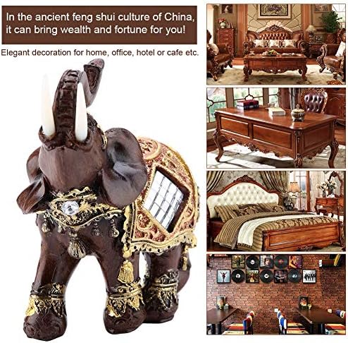 Elephant Statue, Feng Shui Resin Elephant Ornament Lucky Wealth Figurine for Home Office Decoration Birthday House Warming Gift(M)