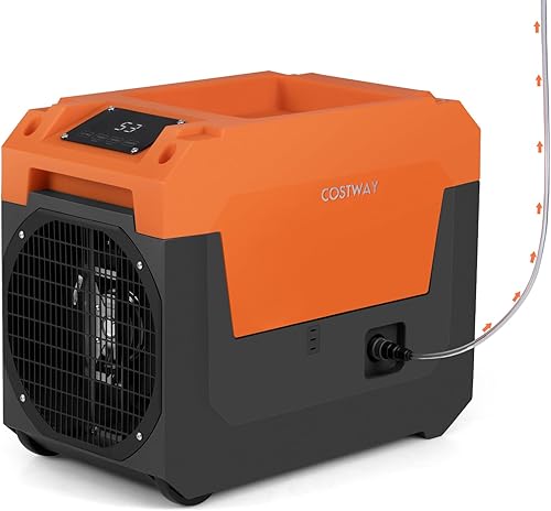 Miniatura 1 de COSTWAY Deshumidificador comercial de 140 pintas con bomba, deshumidificador industrial portátil con manguera de drenaje para sótanos, lugares de