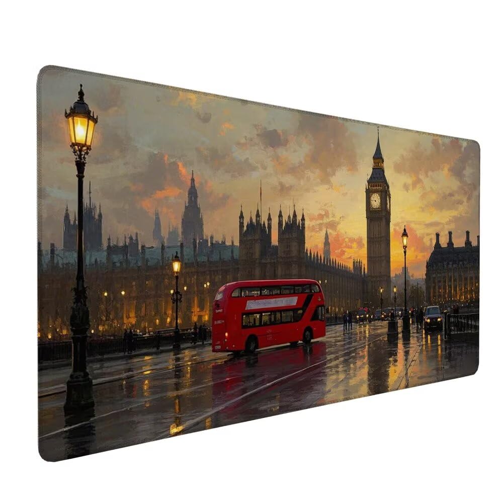 Londra Tappetino Mouse XXL 1000x500x3mm, Gaming Tappetino Mouse Il Grande Ben Mousepad con Base in Impermeabile Gomma Antiscivolo per Tastiera, PC, Computer Ufficio Idea Regalo Festa del Papà X-806