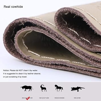 Elegant Beige Genuine Leather Car Steering Wheel Cover Men Business Style 15 Inch Fit Toyota Ford GM Accord Etc Most Cars