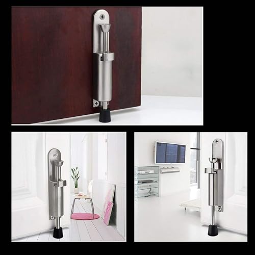 Miniatura 7 de CertBuy - Paquete de 2 topes de puerta abatibles, de acero inoxidable, fácil escalón, con resorte, telescópico, cerraduras de puerta ajustables,