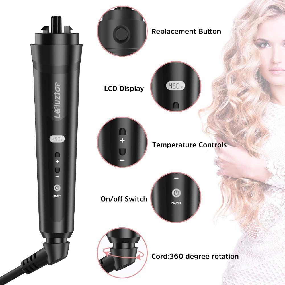 6 in 1 Curling Wand Set - Hair Curling Iron with 6 Interchangeable Ceramic Barrels with LCD Temperature Control and Anti-scalding Tip, 0.35-1.25 Inch Hair Curler for All Hair Types(Glove Include) : Beauty & Personal Care